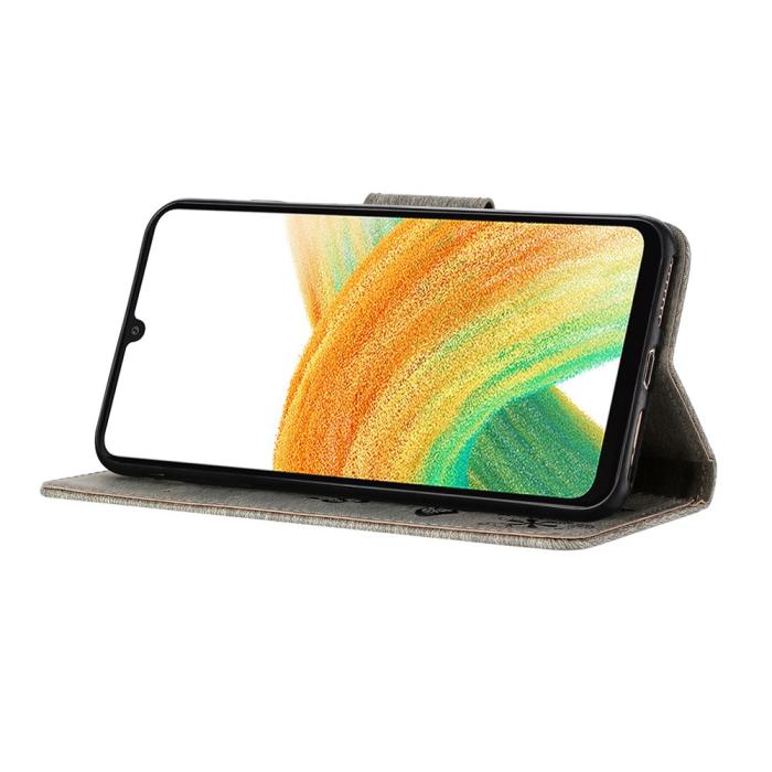 Bild 3, Samsung Galaxy A27 5G Fodral Läder Fjärilar Grå