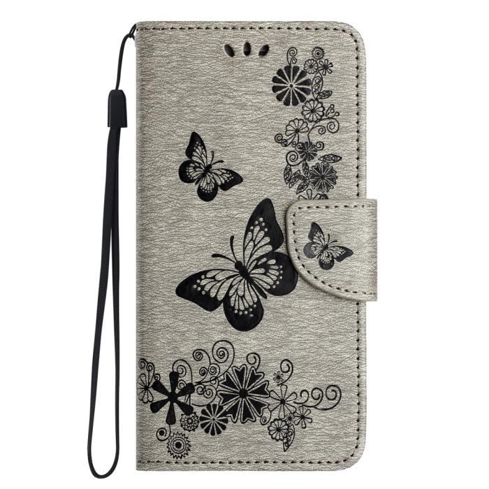 Bild 5, Samsung Galaxy A27 5G Fodral Läder Fjärilar Grå