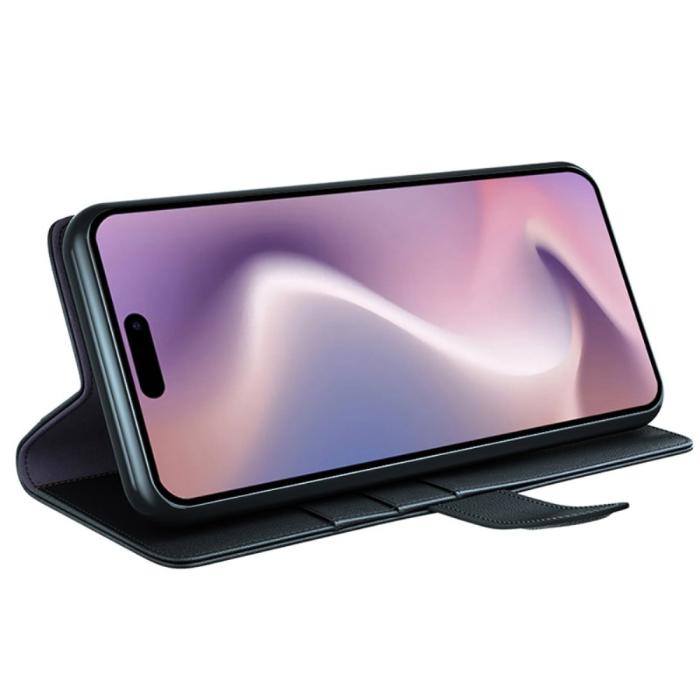 Bild 3, iPhone 16 Plus Fodral Premium Äkta Läder Svart