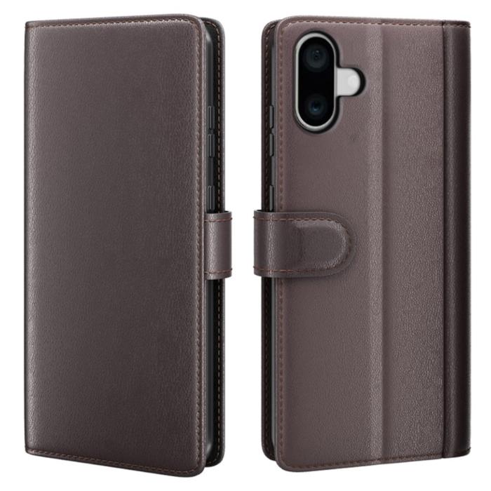 Bild 1, iPhone 16 Plus Fodral Premium Äkta Läder Brun