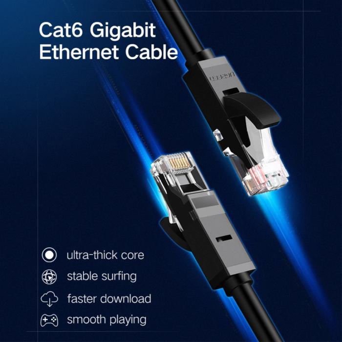 Bild 2, UGREEN 10m Cat6 RJ45 UTP-nätverkskabel Svart