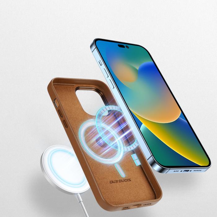 Bild 3, DUX DUCIS iPhone 14 Pro Skal MagSafe Grit Läder Brun