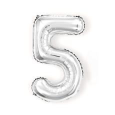 Sifferballong Nummer 5 40 cm Silver