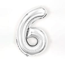 Sifferballong Nummer 6 40 cm Silver