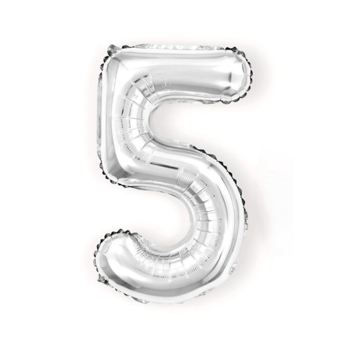 Bild 1, Sifferballong Nummer 5 40 cm Silver