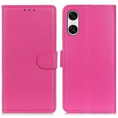 Sony Xperia 10 VI Litchi Läder Fodral Rosa