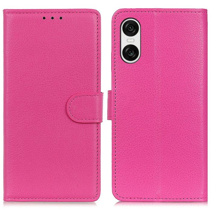 Bild 1, Sony Xperia 10 VI Litchi Läder Fodral Rosa