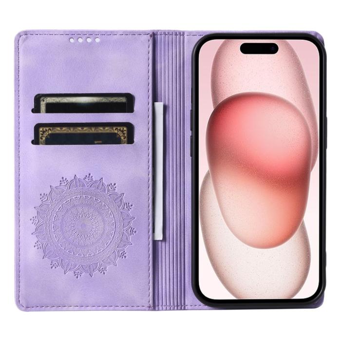 Bild 2, iPhone 16 Pro Max Fodral Mandala Flip Läder Lila