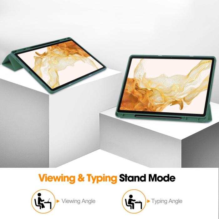 Bild 3, Samsung Galaxy Tab S9 Plus Fodral Tri-Fold Pennhållare Svartgrön