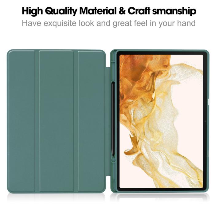 Bild 5, Samsung Galaxy Tab S9 Plus Fodral Tri-Fold Pennhållare Svartgrön