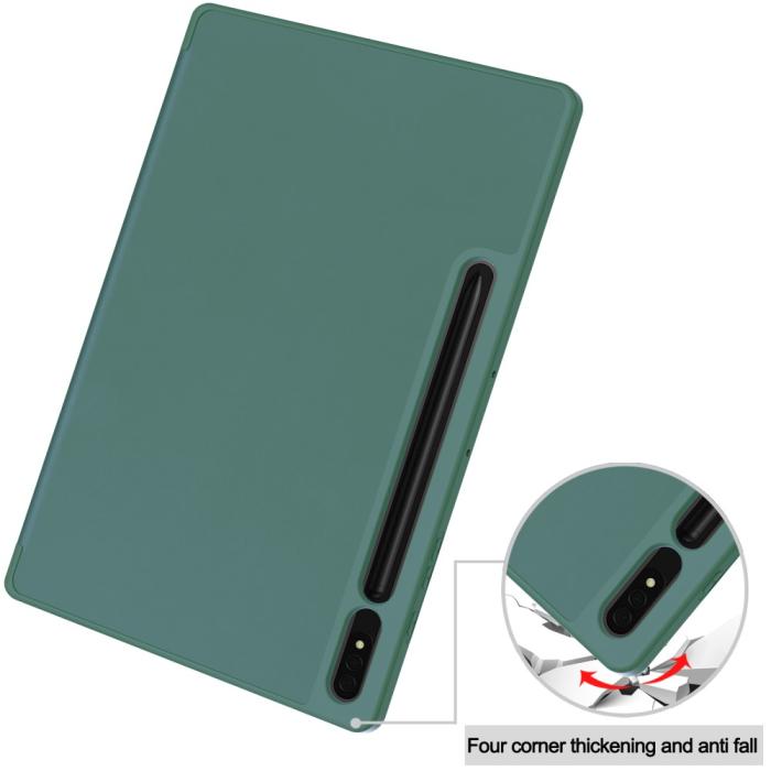 Bild 6, Samsung Galaxy Tab S9 Plus Fodral Tri-Fold Pennhållare Svartgrön