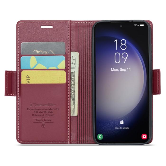 Bild 2, CASEME Galaxy S24 Fodral RFID Slim Läder Röd