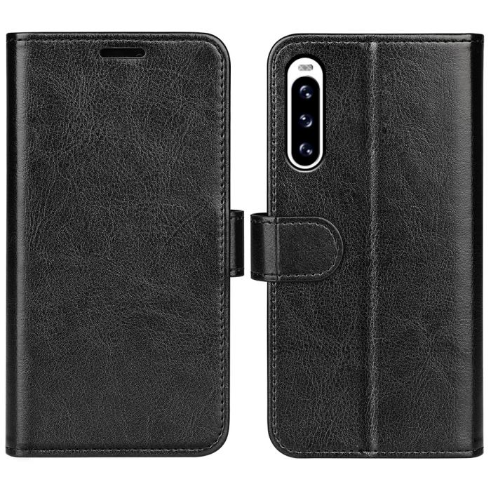 Bild 1, Sony Xperia 10 V Fodral Crazy Horse Läder Svart
