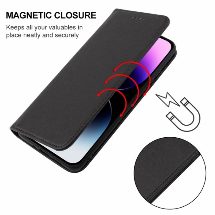 Bild 5, iPhone 15 Pro Max Fodral Flip Läder Svart