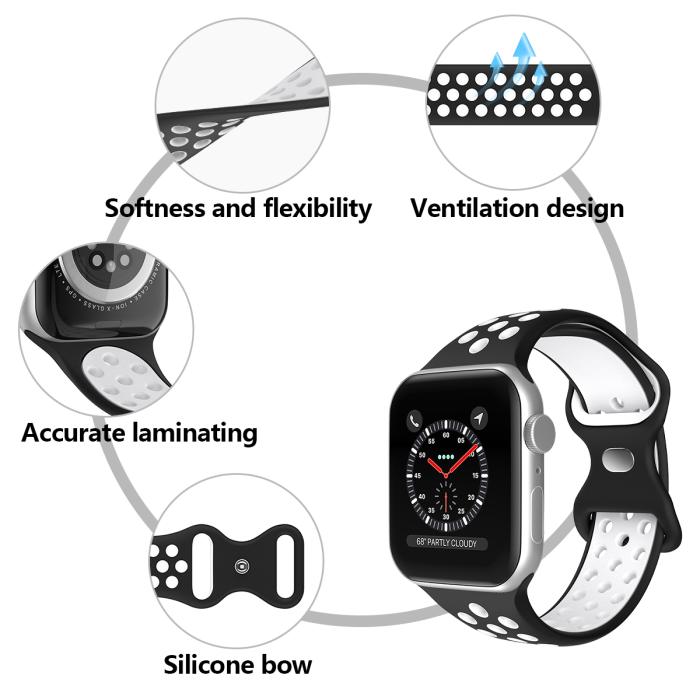 Bild 5, Sportarmband Dual-Color Apple Watch 41/40/38 mm (S/M) Svart/Vit
