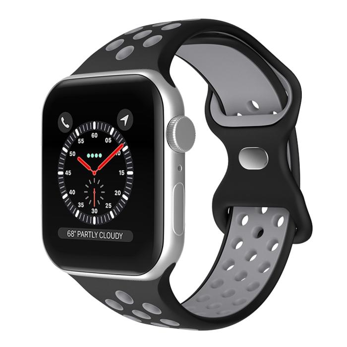 Bild 2, Sportarmband Dual-Color Apple Watch 41/40/38 mm (S/M) Svart/Grå