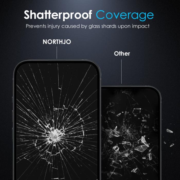 Bild 5, NORTHJO iPhone 16 Pro Max Skärmskydd Härdat Glas Privacy