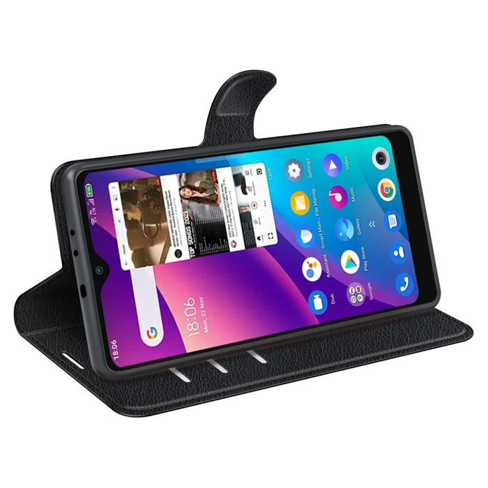 Bild 6, TCL 305 (2022) Fodral Litchi Läder Svart