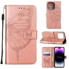iPhone 14 Pro Max Fodral Fj&auml;ril Tryck Ros&eacute;guld