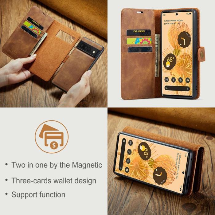 Bild 6, DG.MING Google Pixel 7 Pro 2in1 Magnet Fodral / Skal Brun