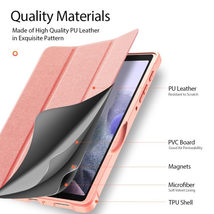 Bild 5, Samsung Galaxy Tab A7 Lite 8.7 - DUX DUCIS DOMO Tri-Fold Fodral - Roséguld