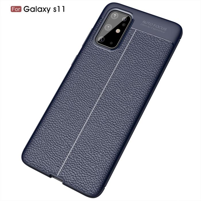 Bild 2, Samsung Galaxy S20 Plus - Litchi Skal - Mörk Blå