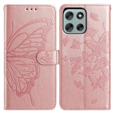 Motorola Moto G56 5G Fodral Fj&auml;ril Tryck Ros&eacute;guld
