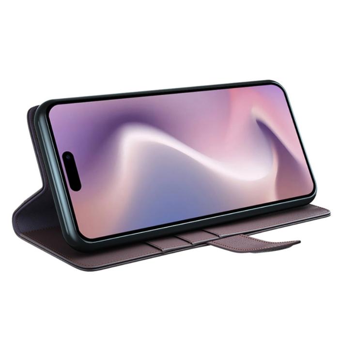 Bild 3, iPhone 16 Plus Fodral Premium Äkta Läder Brun