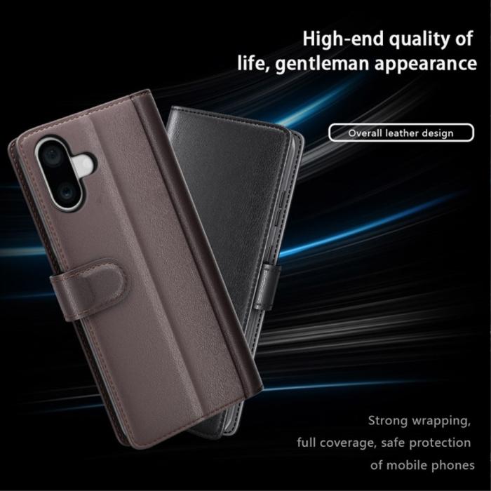 Bild 6, iPhone 16 Plus Fodral Premium Äkta Läder Brun