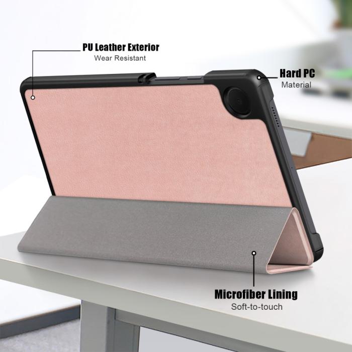 Bild 5, Samsung Galaxy Tab A9 Fodral Tri-Fold PU Läder Roséguld