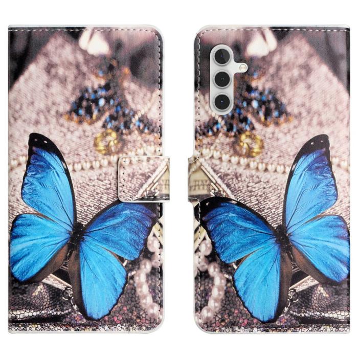 Bild 1, Samsung Galaxy A15 5G Fodral Med Tryck Blå Fjäril