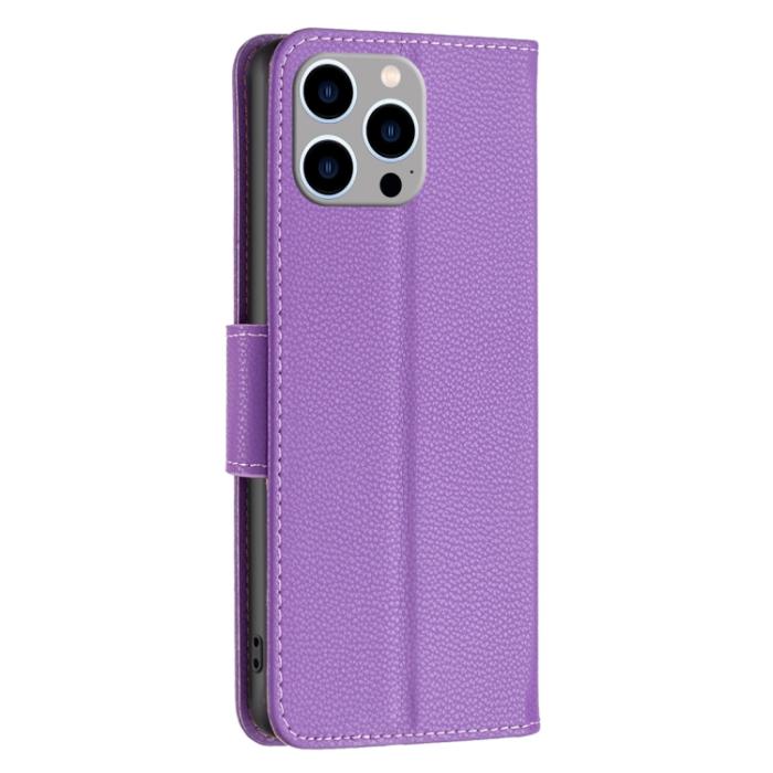 Bild 3, iPhone 15 Pro Max Fodral Litchi Shark Läder Lila