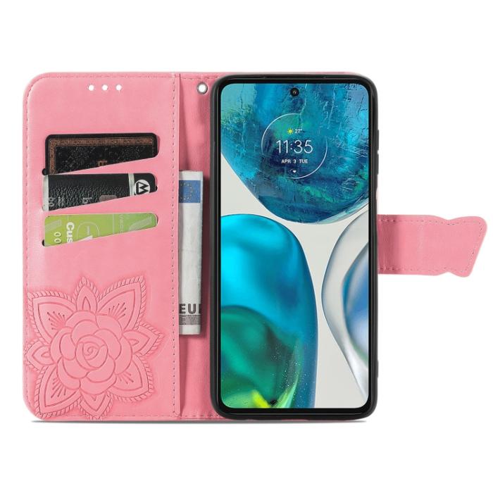 Bild 3, Motorola Moto G52/G82 Fodral Fjäril Tryck Rosa