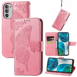 Motorola Moto G52/G82 Fodral Fjäril Tryck Rosa