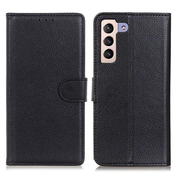 Bild 1, Samsung Galaxy S23 Plus Fodral Litchi Läder Svart