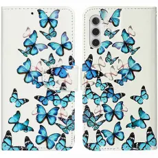 Samsung Galaxy S25 FE Fodral Med Tryck Bl&aring;a Fj&auml;rilar