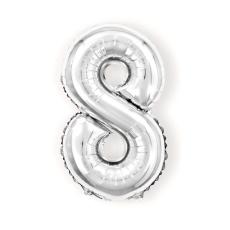 Sifferballong Nummer 8 40 cm Silver