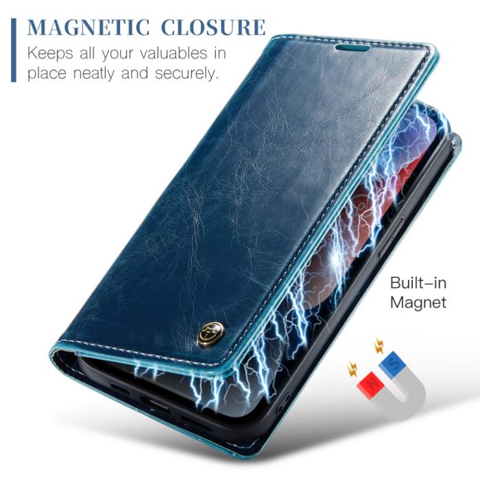 Bild 5, CASEME iPhone 15 Plus Fodral Oil Wax Flip Blå