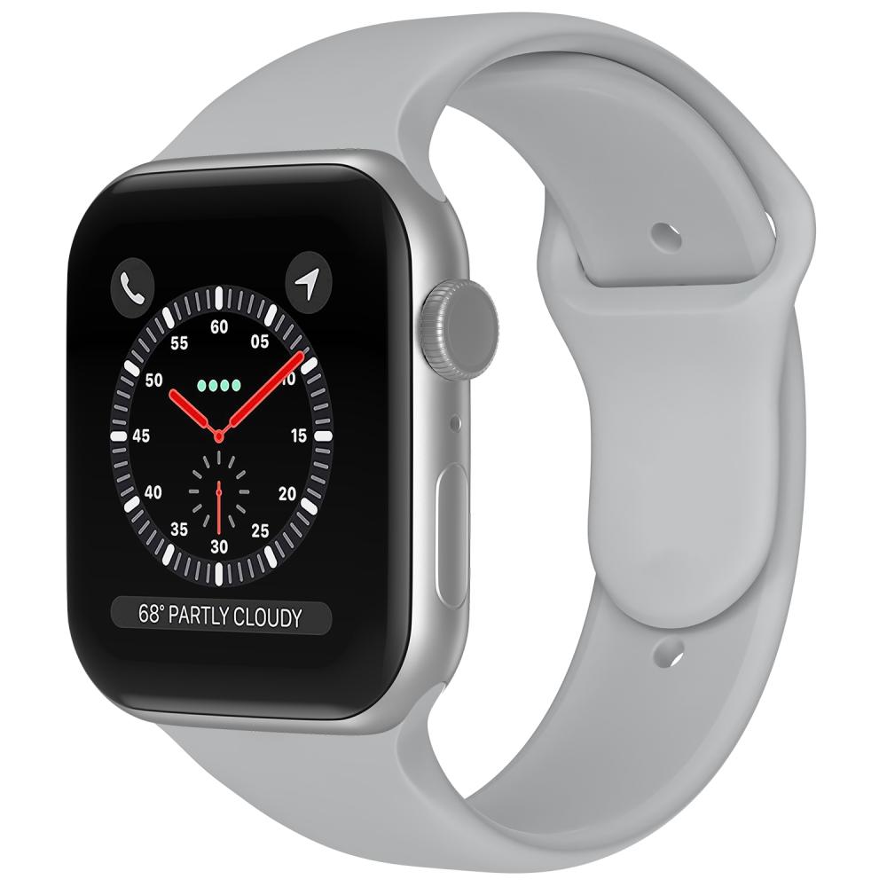 Apple Watch 42/44/45/49 mm Silikon Armband (M/L) Ljus Grå