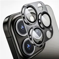 ENKAY iPhone 15 Pro / 15 Pro Max Linsskydd Aluminium H&auml;rdat Glas