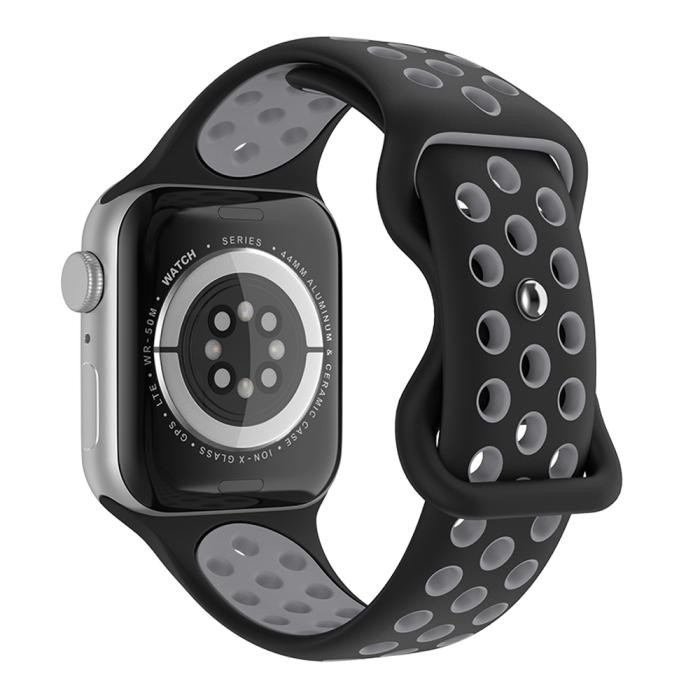 Bild 1, Sportarmband Dual-Color Apple Watch 41/40/38 mm (S/M) Svart/Grå