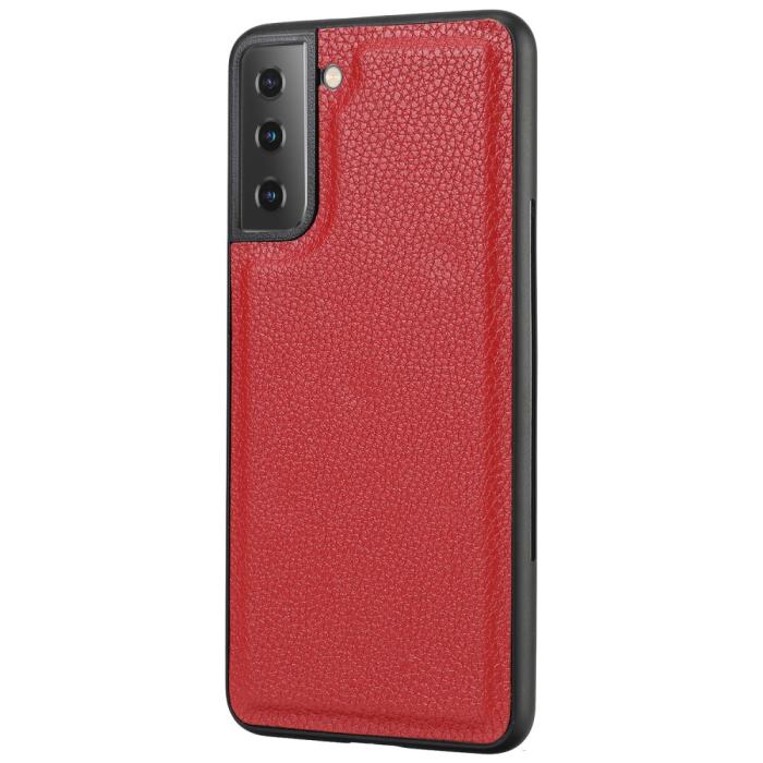 Bild 4, Samsung Galaxy S21 Plus - 2in1 Litchi Magnet Fodral - Röd