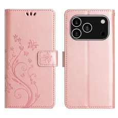 iPhone 17 Pro Fodral Med Blommigt Tryck Ros&eacute;guld
