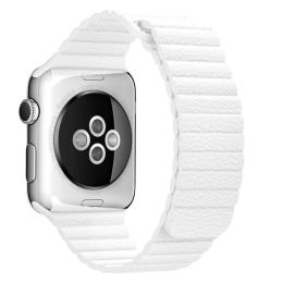 Magnetisk Loop Armband I Äkta Läder Apple Watch 44/42 mm Vit