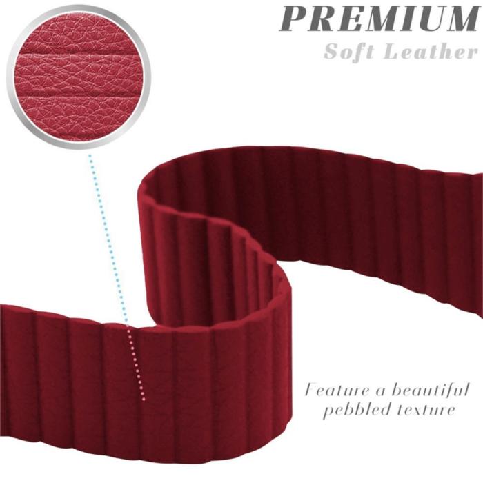 Bild 6, Magnetisk Loop Armband I Äkta Läder Apple Watch 40/38 mm - Röd