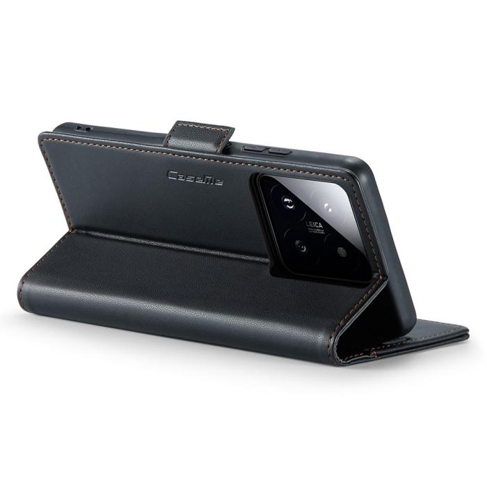 Bild 3, CASEME Xiaomi 14 Fodral RFID Litchi Läder Svart