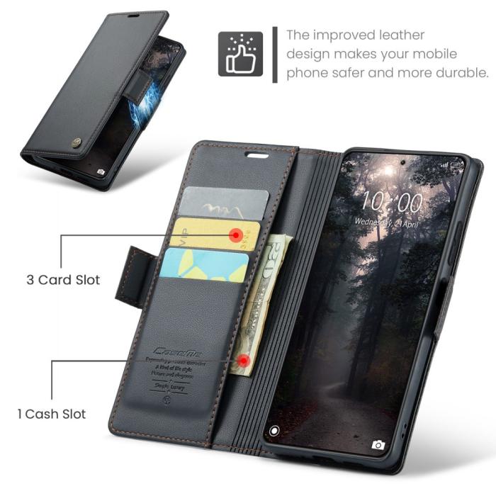Bild 5, CASEME Xiaomi 14 Fodral RFID Litchi Läder Svart