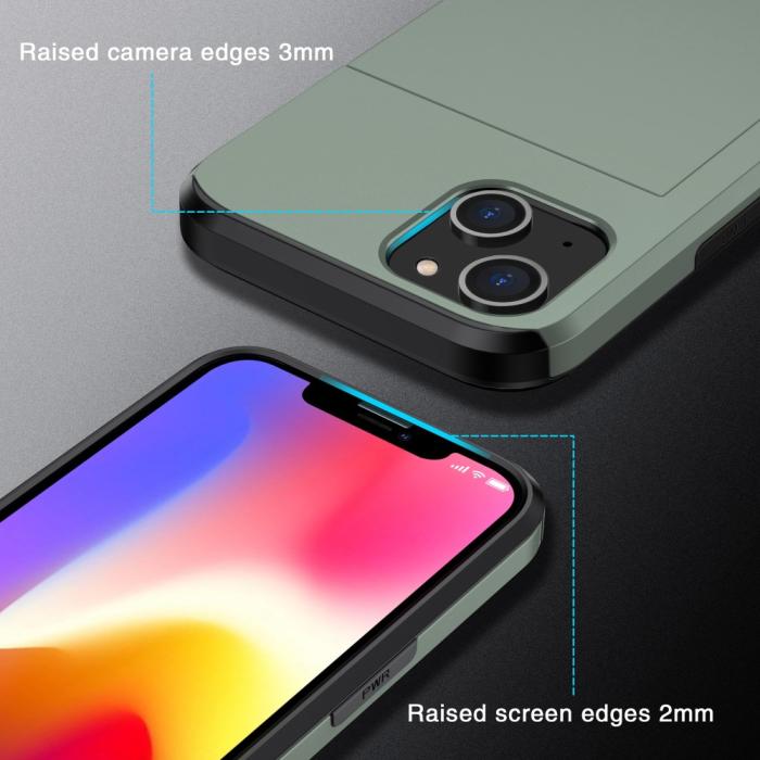Bild 4, iPhone 15 Skal Hybrid Med Kortfack Militär Grön