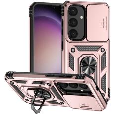 Samsung Galaxy S25 Skal Hybrid Ring CamShield Ros&eacute;guld