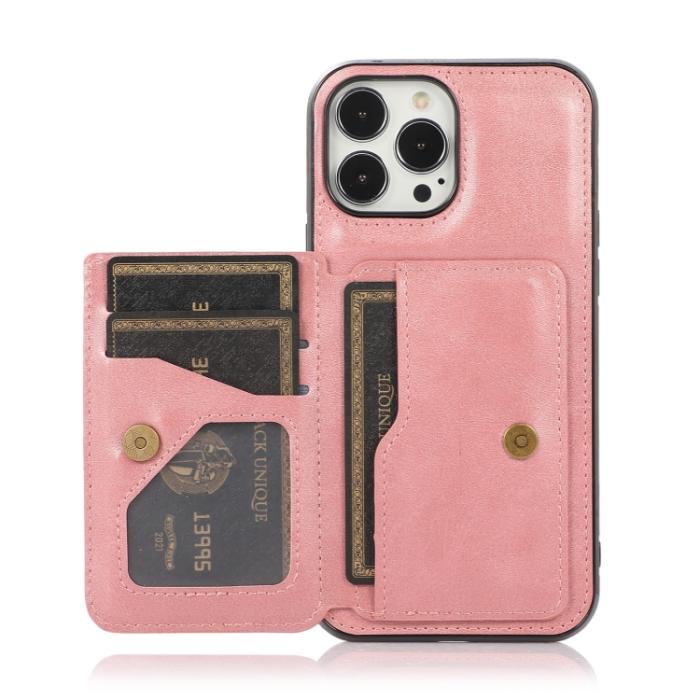 Bild 4, iPhone 14 Pro Skal Med Kortfack Och Magnet Roséguld